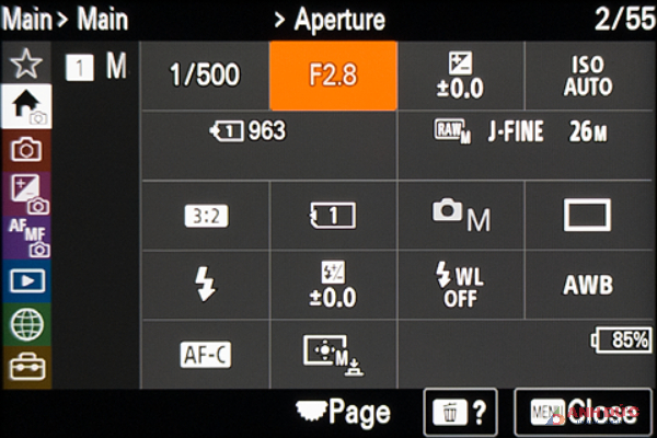 Menu thông số của Sony A7RV tương đồng như máy quay FX30
