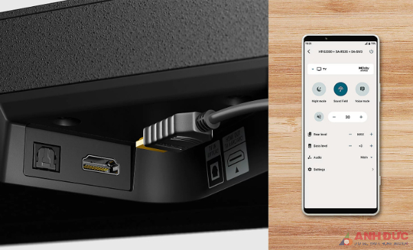 Người dùng chỉ cần kết nối TV với cổng HDMI ARC, lựa chọn đúng nguồn đầu vào là đã có thể sẵn sàng sử dụng chiếc loa